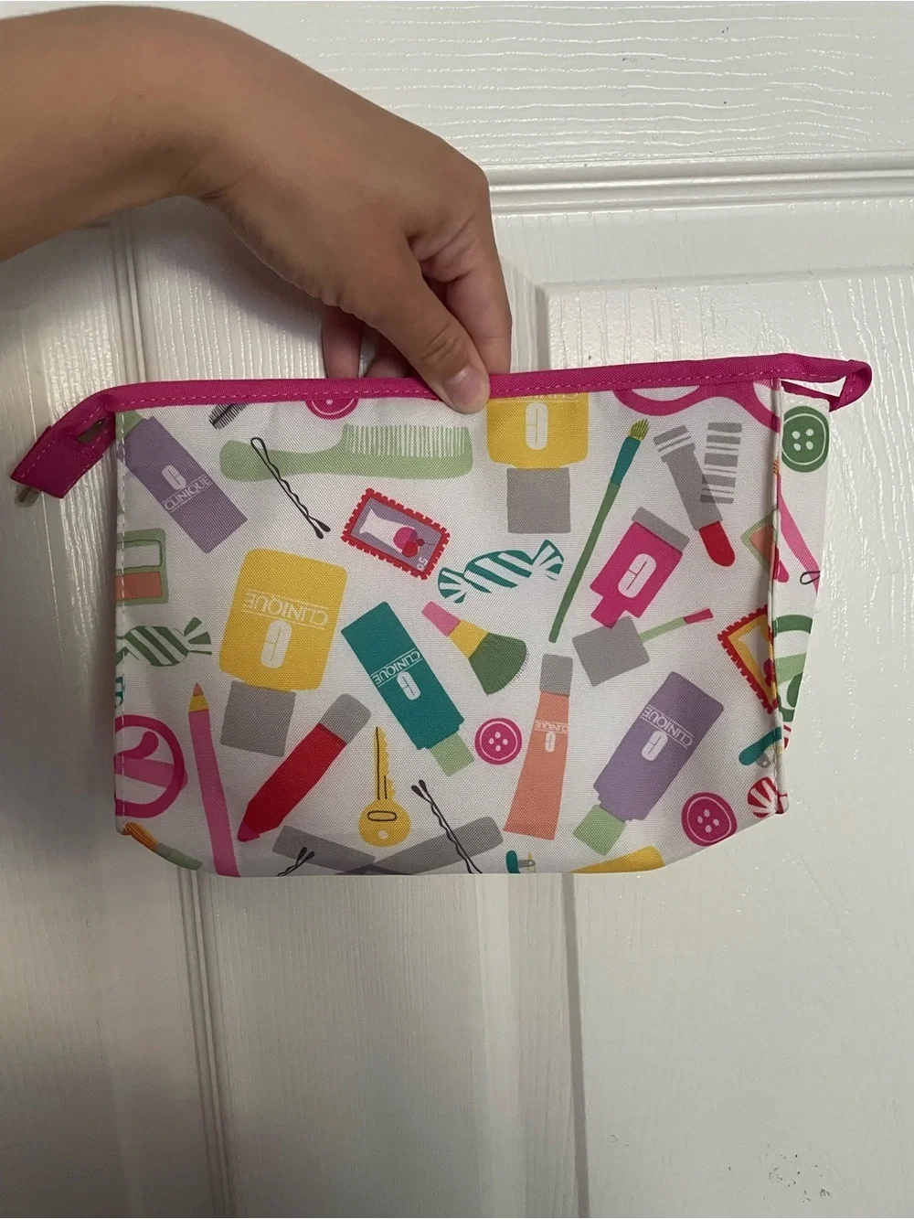 Clinique Pink Travel Cosmetic Bag set of 2